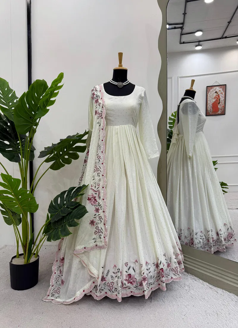 5873 By Jn Chinon Silk Top Bottom With Dupatta Wholesale Clothing Distributors In India